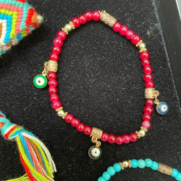Colorful Beaded Bracelet set - Evil eyes and the Hand of Fatima - Picture 6 of 9